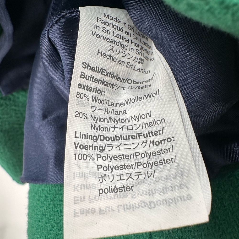 J. Crew Green Stadium Cloth Nello Gori Wool Pea Coat with Faux Fur Trim 8 Winter - Picture 5 of 7